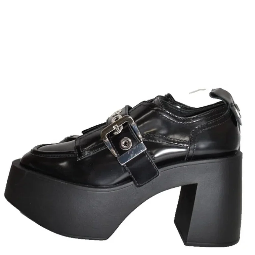 $420 LARROUDE stewart 100mm patent leather platform oxfords BLACK 8 (DC13)
